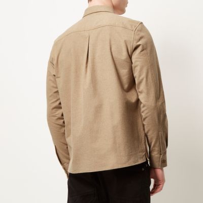 Camel flannel minimal overshirt